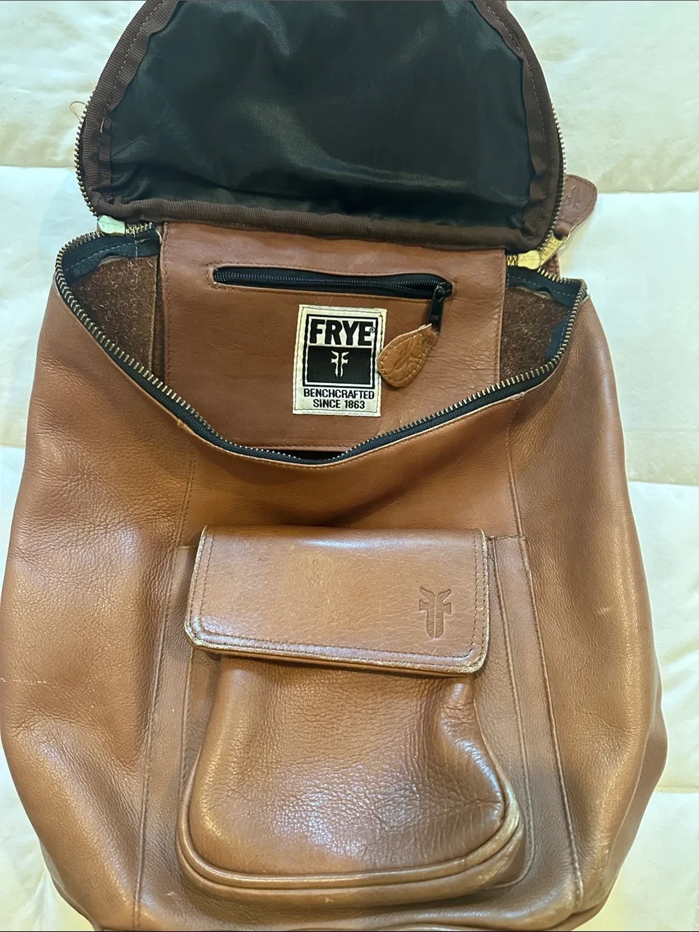 Frye Chestnut Leather Backpack in Warm Brown